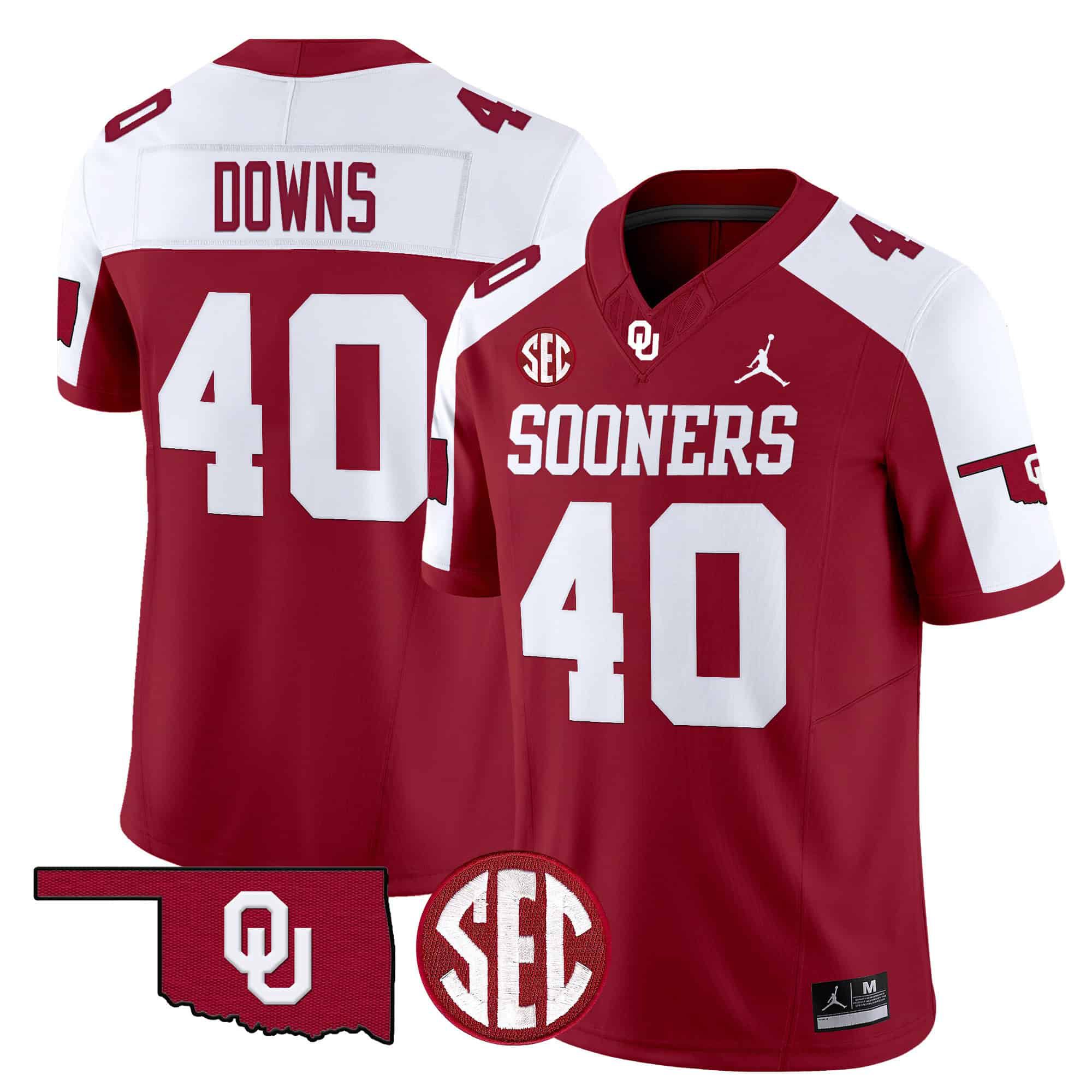 Men Oklahoma Sooners #40 Downs Red 2024 Vapor Limited NCAA Jersey